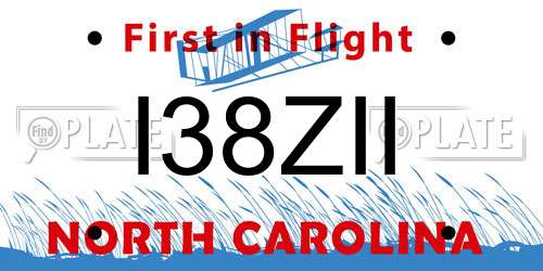 I38ZII North Carolina License Plate