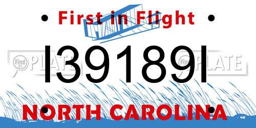 I39189I North Carolina License Plate