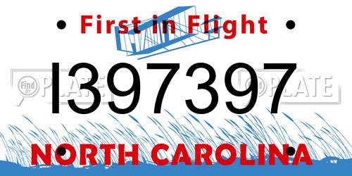 I397397 North Carolina License Plate