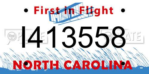 I413558 North Carolina License Plate