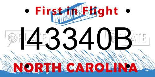 I43340B North Carolina License Plate