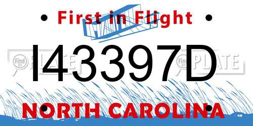 I43397D North Carolina License Plate