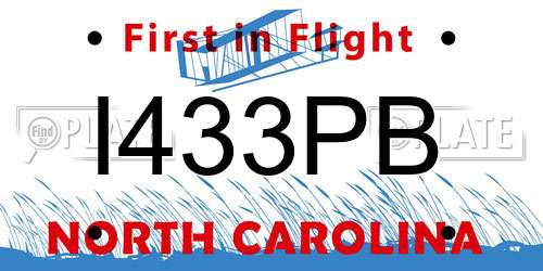 I433PB North Carolina License Plate