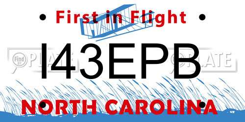 I43EPB North Carolina License Plate