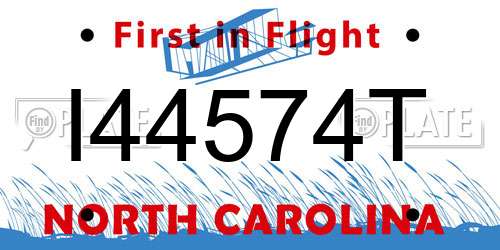 I44574T North Carolina License Plate