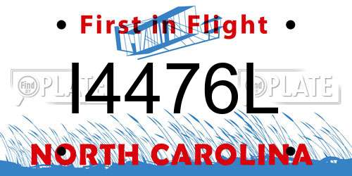 I4476L North Carolina License Plate