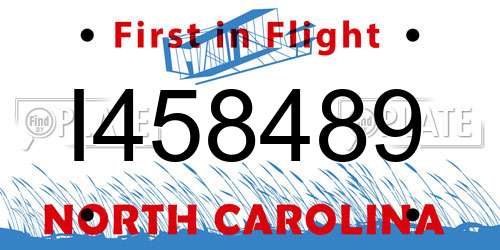 I458489 North Carolina License Plate