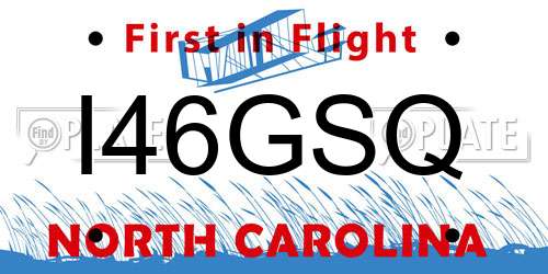 I46GSQ North Carolina License Plate