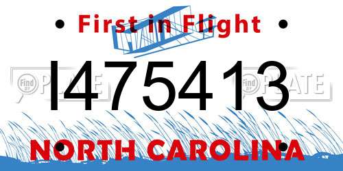 I475413 North Carolina License Plate
