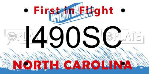I490SC North Carolina License Plate
