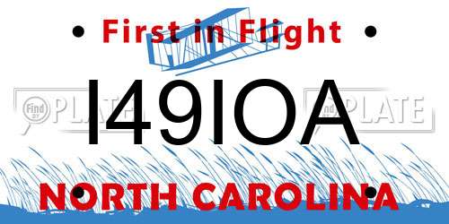 I49IOA North Carolina License Plate