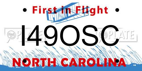I49OSC North Carolina License Plate