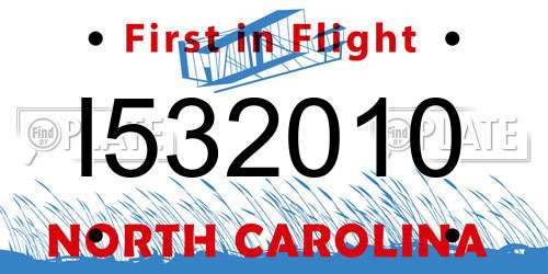 I532010 North Carolina License Plate
