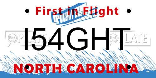 I54GHT North Carolina License Plate