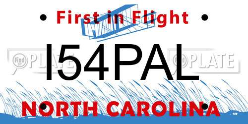 I54PAL North Carolina License Plate