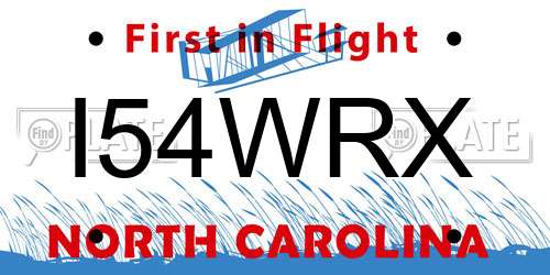 I54WRX North Carolina License Plate