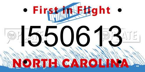 I550613 North Carolina License Plate