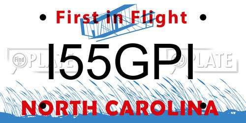 I55GPI North Carolina License Plate