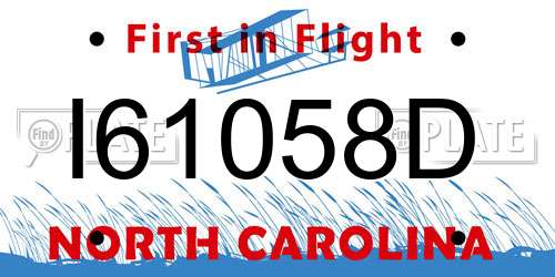 I61058D North Carolina License Plate