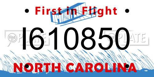I610850 North Carolina License Plate