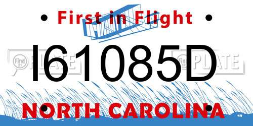 I61085D North Carolina License Plate