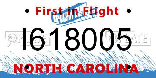 I618005 North Carolina License Plate