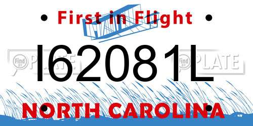 I62081L North Carolina License Plate