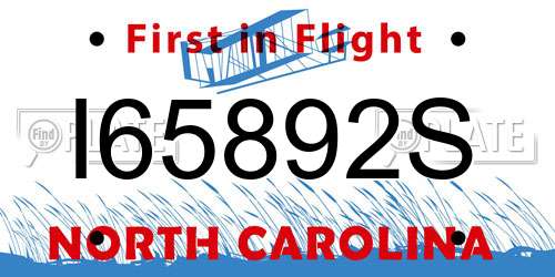 I65892S North Carolina License Plate