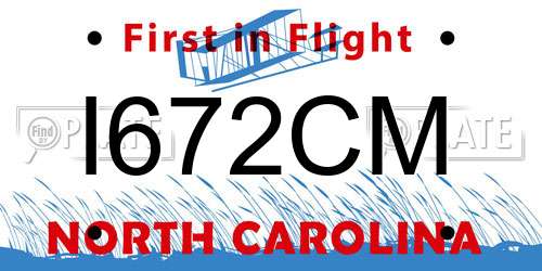 I672CM North Carolina License Plate