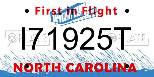I71925T North Carolina License Plate