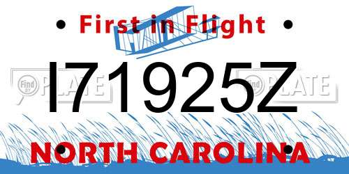 I71925Z North Carolina License Plate