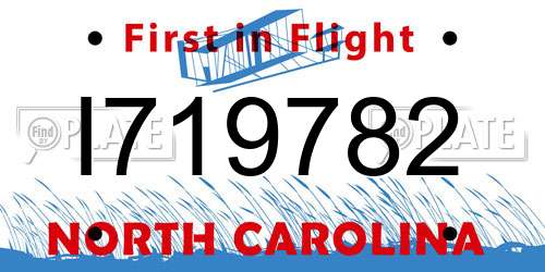 I719782 North Carolina License Plate