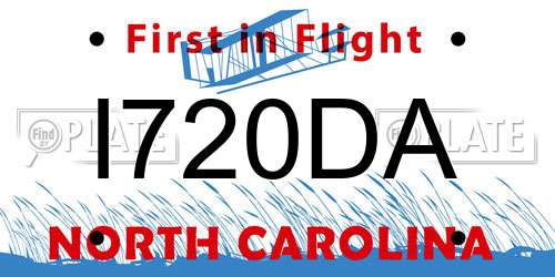 I720DA North Carolina License Plate
