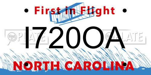 I720OA North Carolina License Plate