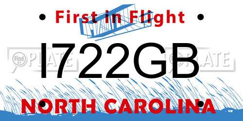 I722GB North Carolina License Plate