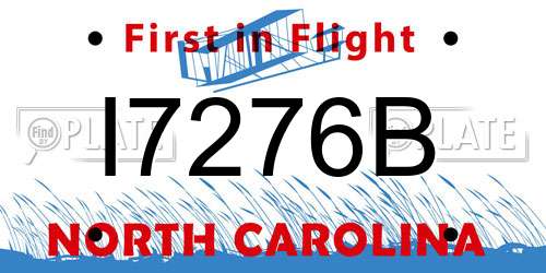 I7276B North Carolina License Plate