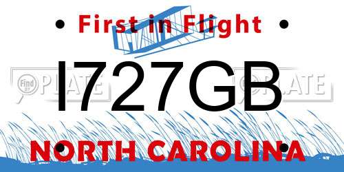 I727GB North Carolina License Plate