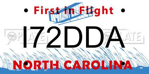 I72DDA North Carolina License Plate