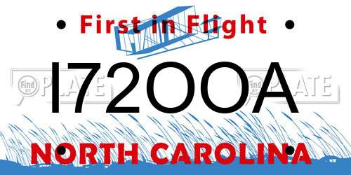 I72OOA North Carolina License Plate