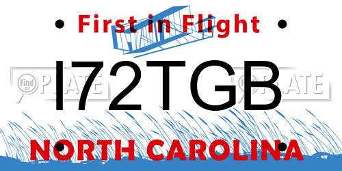 I72TGB North Carolina License Plate