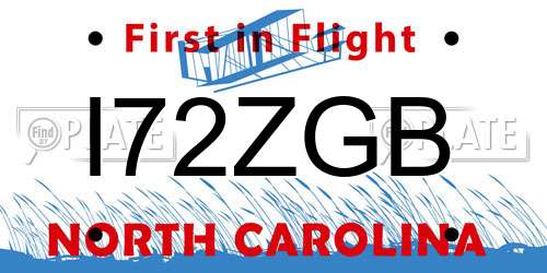 I72ZGB North Carolina License Plate