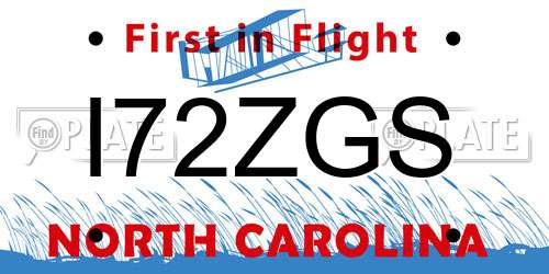 I72ZGS North Carolina License Plate