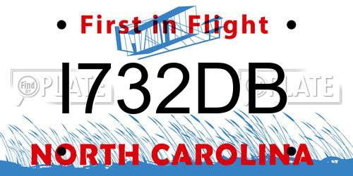 I732DB North Carolina License Plate