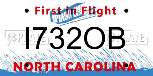 I732OB North Carolina License Plate