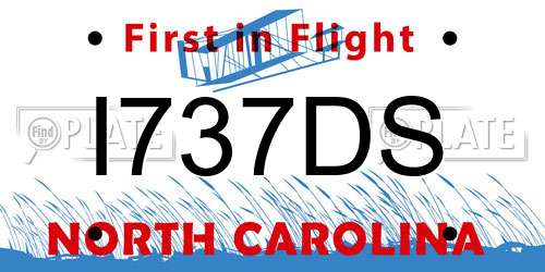 I737DS North Carolina License Plate
