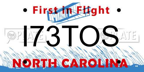 I73TOS North Carolina License Plate