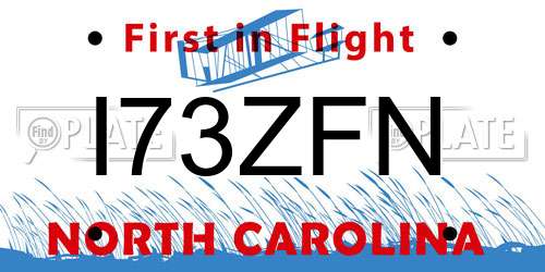 I73ZFN North Carolina License Plate