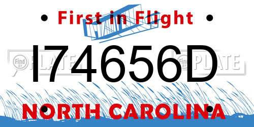 I74656D North Carolina License Plate