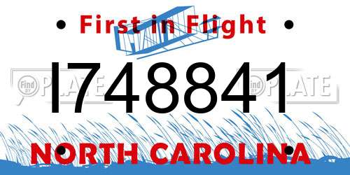 I748841 North Carolina License Plate