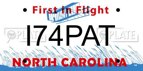 I74PAT North Carolina License Plate